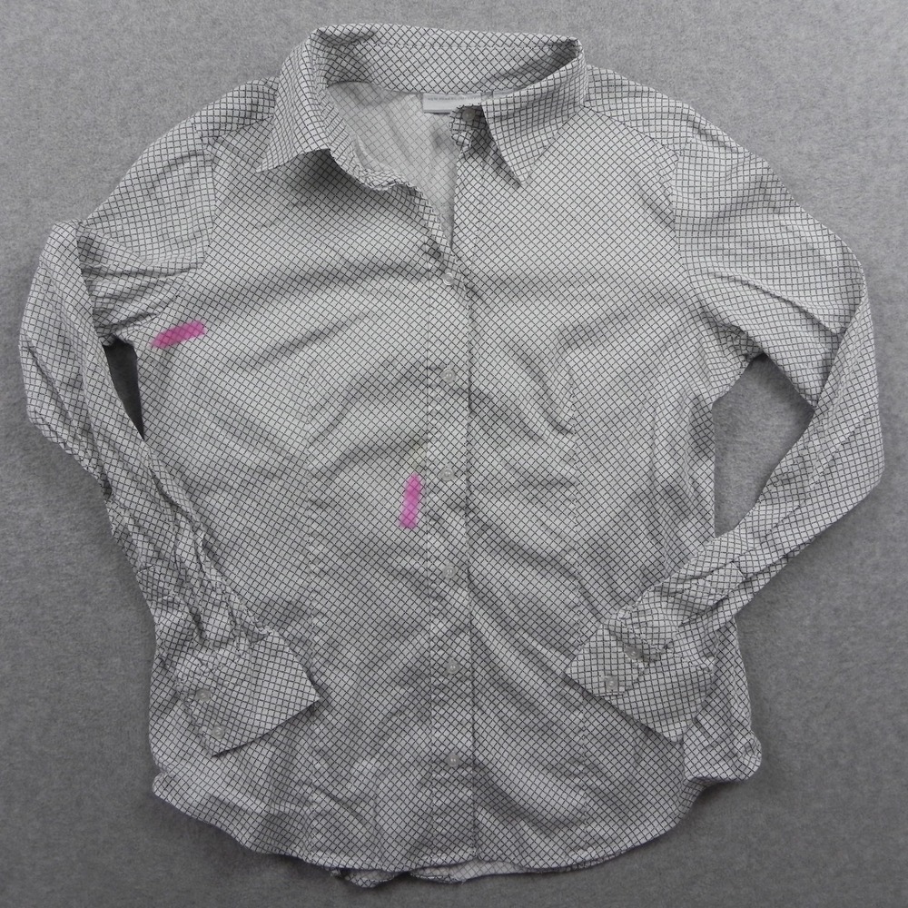 New York‎ & Company Shirt Top Womens Large Collared Button Up White Long Sleeve